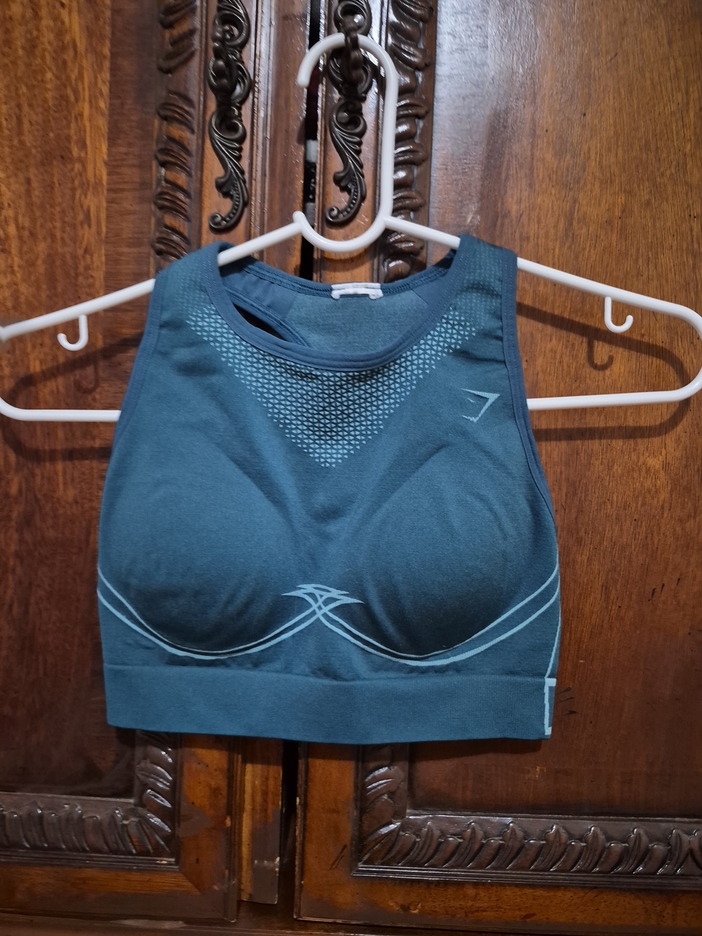 Seamless High-Neck Sports Bra - Teal by Gymshark